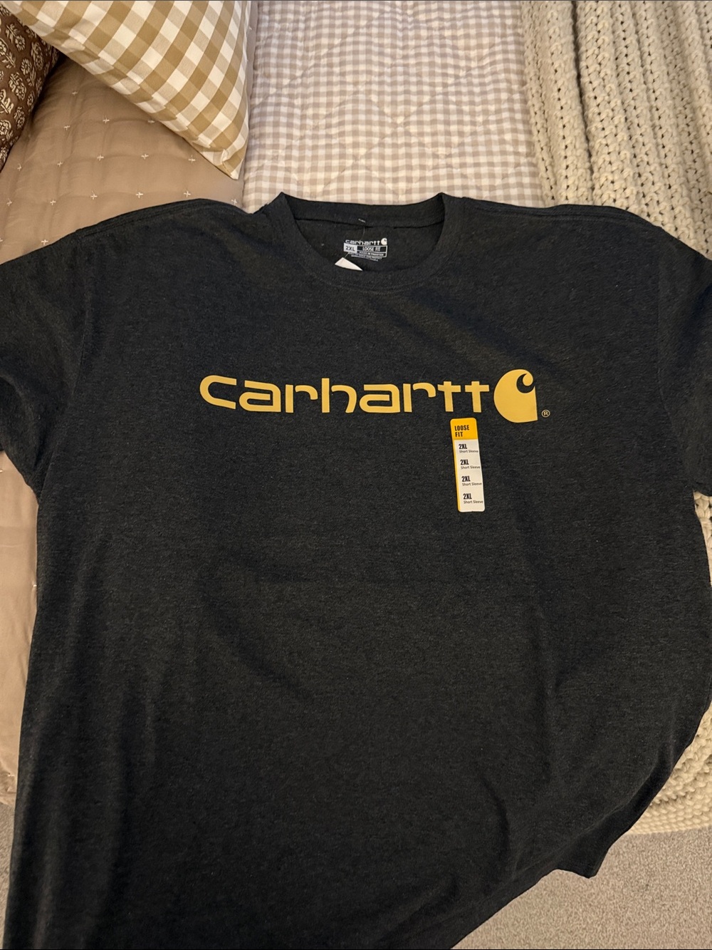 Carhartt Black Short-Sleeve Tee with Yellow Logo